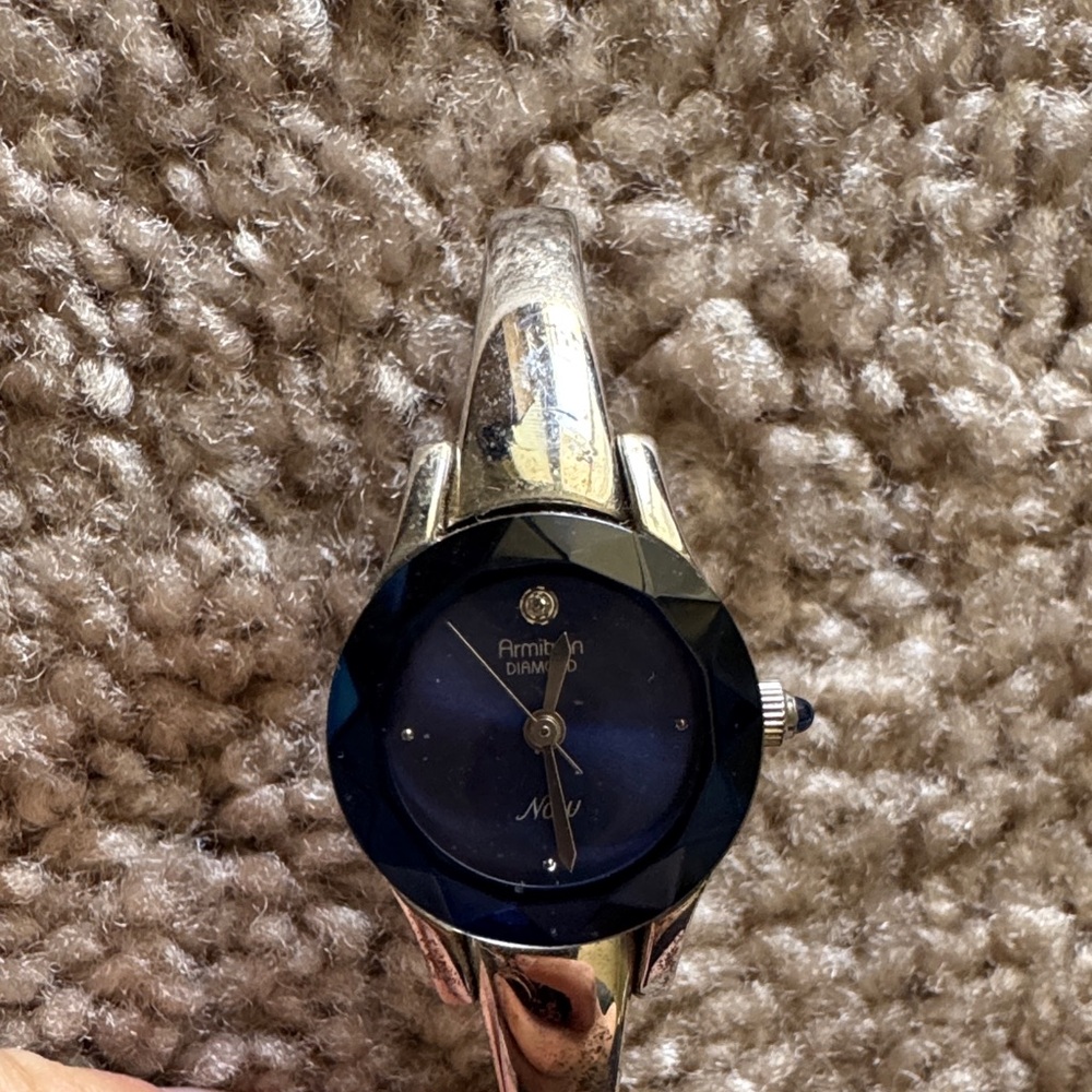 Armitron Silver Watch with Midnight Blue Dial